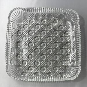 Vintage Hoya‎ Crystal Cordial Glass Collection 9.5” Square Serving Plate EUC
